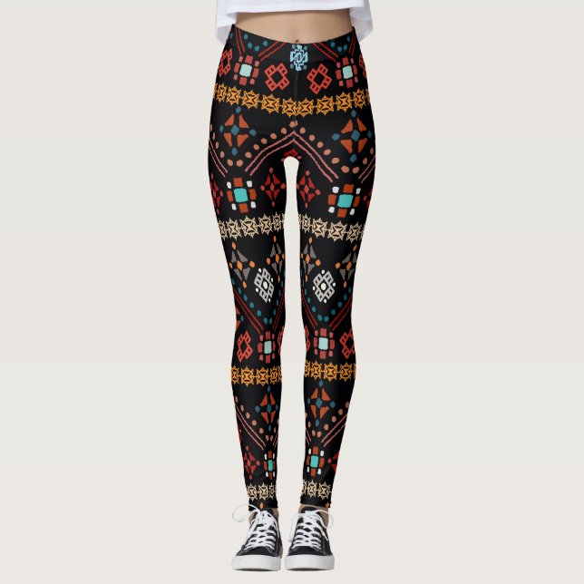Leggings Boho étnico: Colorida Tribal Seamless. (Anverso)