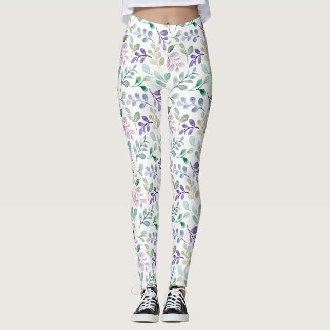 Leggings Boho floral botánico rosa romántico (Anverso)