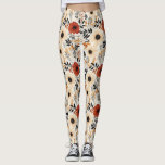 Leggings Boho Floral Cute negro Naranja Crema azul<br><div class="desc">Estas lindas leggings tienen un patrón floral bohemio por todas partes en naranjas,  blues,  amarillo y crema. Dulce y divertido,  perfecto para tu estilo boho. Creado por Simply Farmhouse Press.</div>