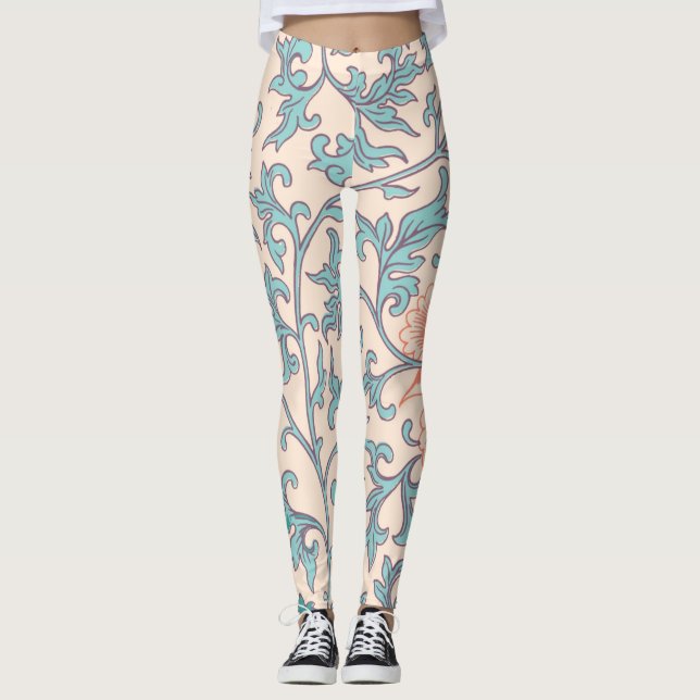 Leggings Boho floral, estilo de boho asiático (Anverso)