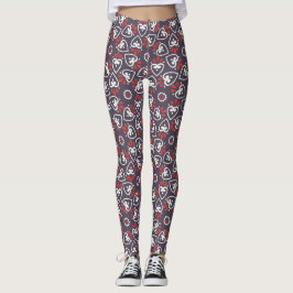 Leggings Boho Folk Hearts Pattern Tile