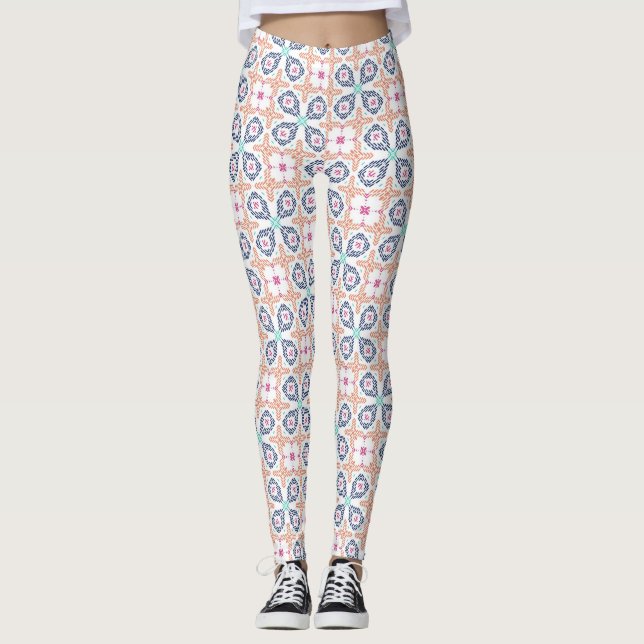 Leggings Boho Geometric Stitchwork Floral Seamless (Anverso)