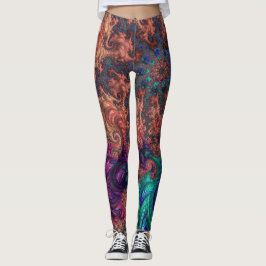 Leggings Boho Groovy Colorful Jewel Tone Resumen fractal