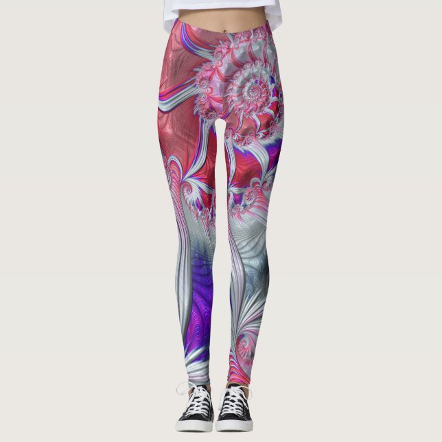 Leggings Boho Hippie Trippy Funky Nautilus Spiral Fractal (Anverso)