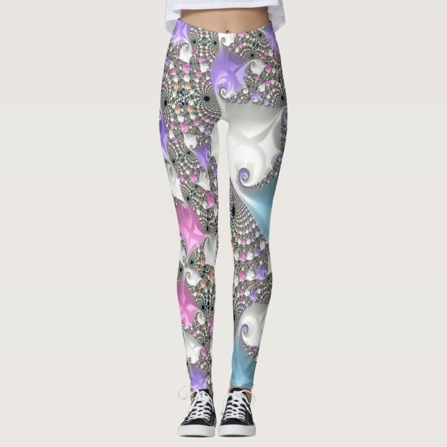 Leggings Boho Hippie Trippy Groovy Colorful Pastel Fractal (Anverso)