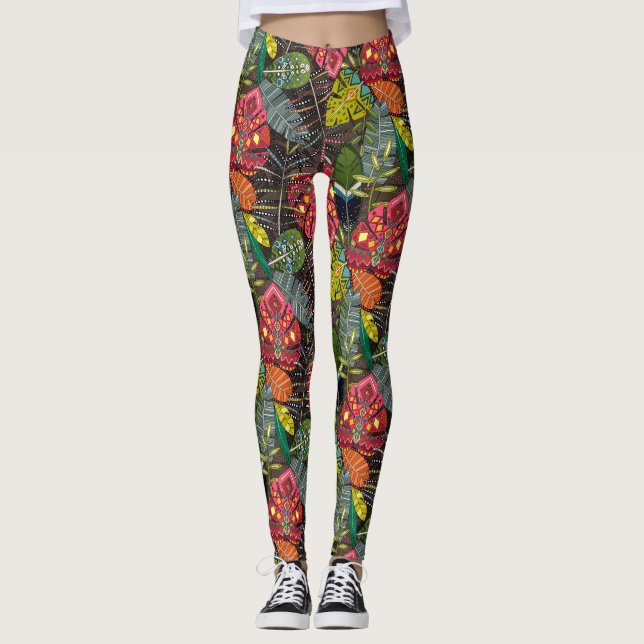 Leggings boho hojas walnut (Anverso)