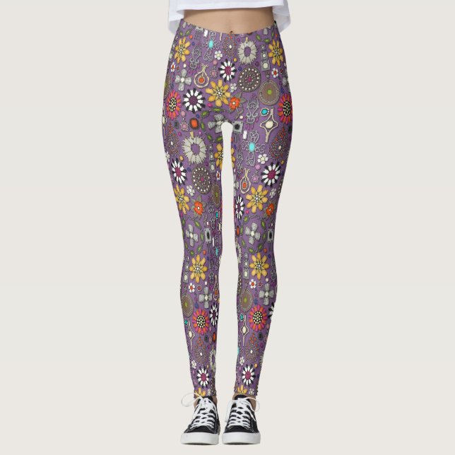 Leggings boho jewel tesasures lilac (Anverso)