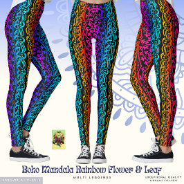 Leggings Boho Mandala Flor Arcoiris y Hojas