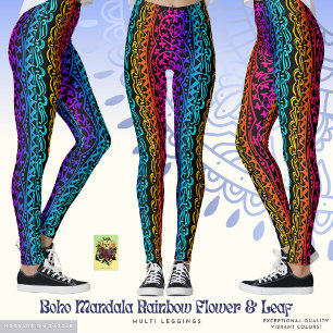 Leggings Boho Mandala Flor Arcoiris y Hojas