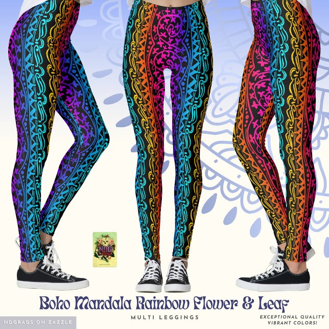 Leggings Boho Mandala Flor Arcoiris y Hojas (Subido por el creador)