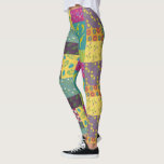 Leggings Boho Maximalist Patchwork Quilt<br><div class="desc">Es como un colcha de patchwork para tus piernas. Estas leyendas estampadas tienen un ilustracion de colcha con patchwork floral de colores llamativos en un estilo boho maximalista en tonos amarillos,  naranjas,  magenta,  azul turquesa,  verde azulado,  verde limón y violeta.</div>
