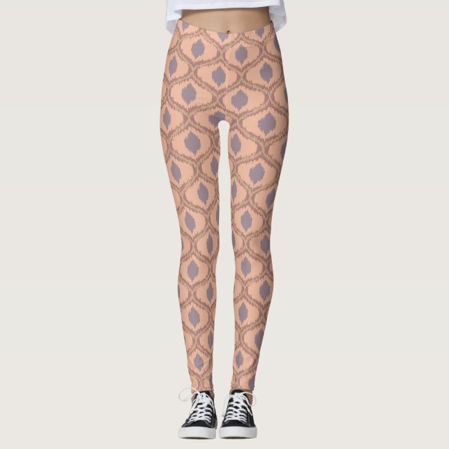 Leggings Boho Melocotón Mauve Patrón Ikat (Anverso)