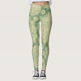 Leggings Boho Pastel Mandala Verde Salvia