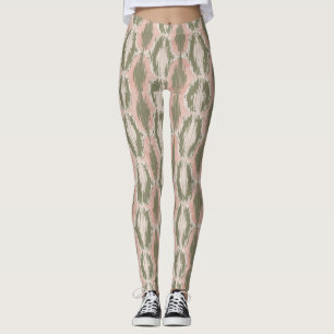 Leggings Boho Rubor Rosa Olivo Patrón Ikat