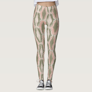 Leggings Boho Rubor Rosa Olivo Patrón Ikat