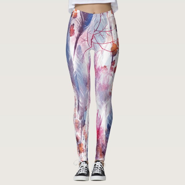 Leggings Boho Twigs and Feathers: Arte de moda (Anverso)