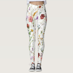 Leggings Boho Wildflower Acuarela Primavera Flor