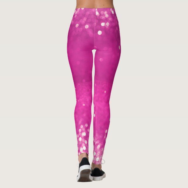 Leggings Bokeh, Purpurina rosado caliente (Reverso)