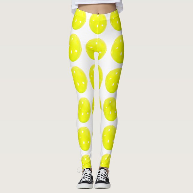 Leggings Bola amarilla de las polainas de Pickleball en (Anverso)