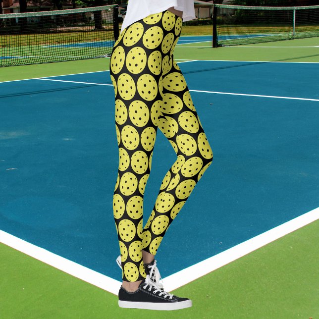 Leggings Bola amarilla y deportes negros divertidos (Subido por el creador)