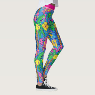 Leggings Bolas de picnic tropical con flamingo