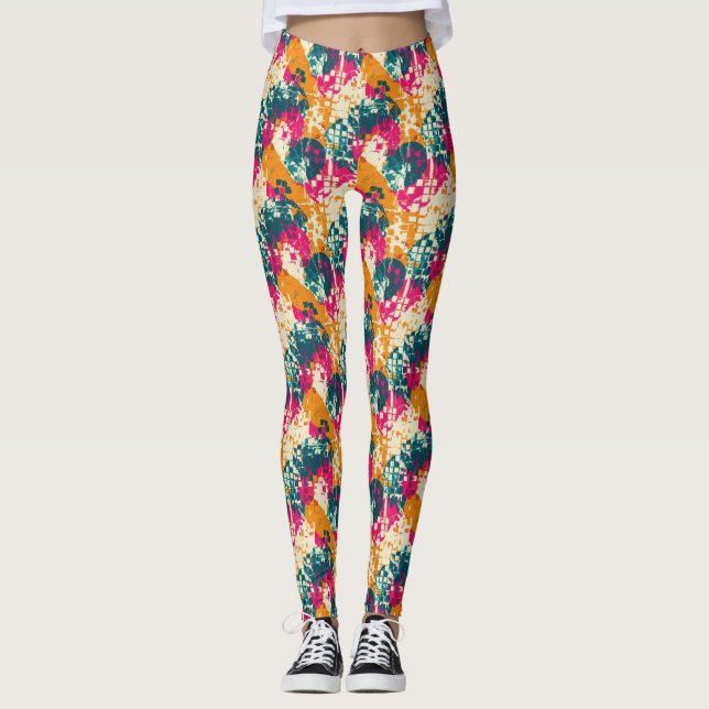 Leggings Bold Abstract Geometric - Grunge Brush Texture (3) (Anverso)