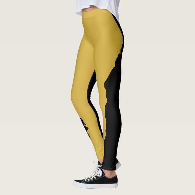 Leggings Bold Black with Metallic Gold Unique Stylish (Izquierda)
