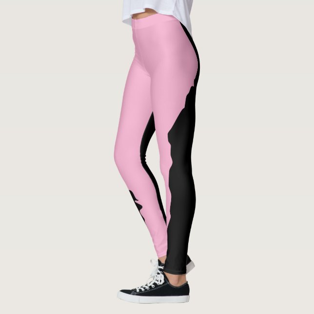 Leggings Bold Black with Soft Pink Unique Stylish (Izquierda)
