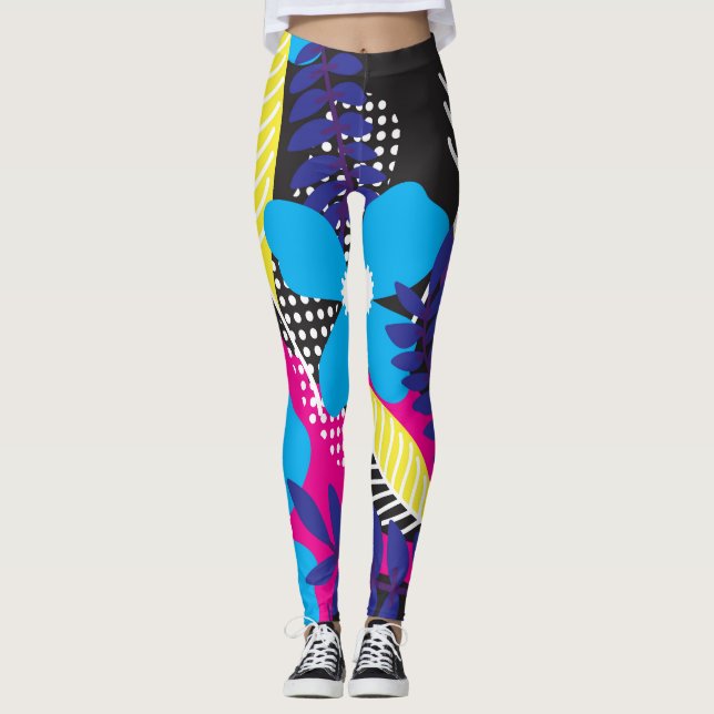 Leggings Bold Colorful Abstract Floral Pattern (Anverso)
