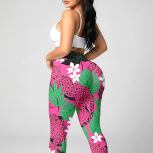 Leggings Bold Hot Pink Leopard Tropical Jungle Sin Costuras