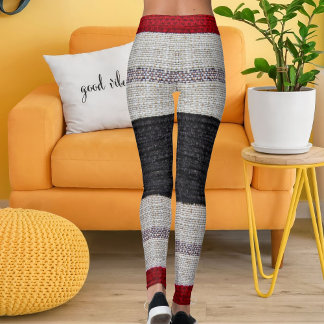 Leggings Bolsa de arpillera con textura de rayas patrón paí