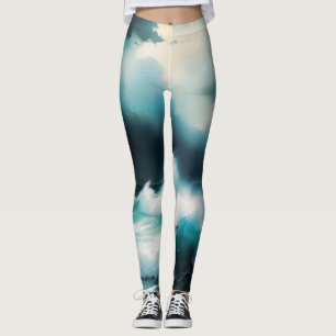 Leggings Bonita pintura al océano azul