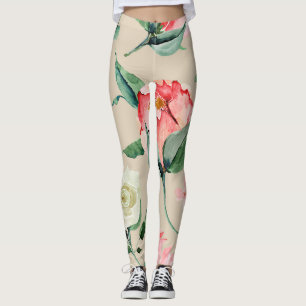 Leggings Bonito acuarela Crema floral de uso activo