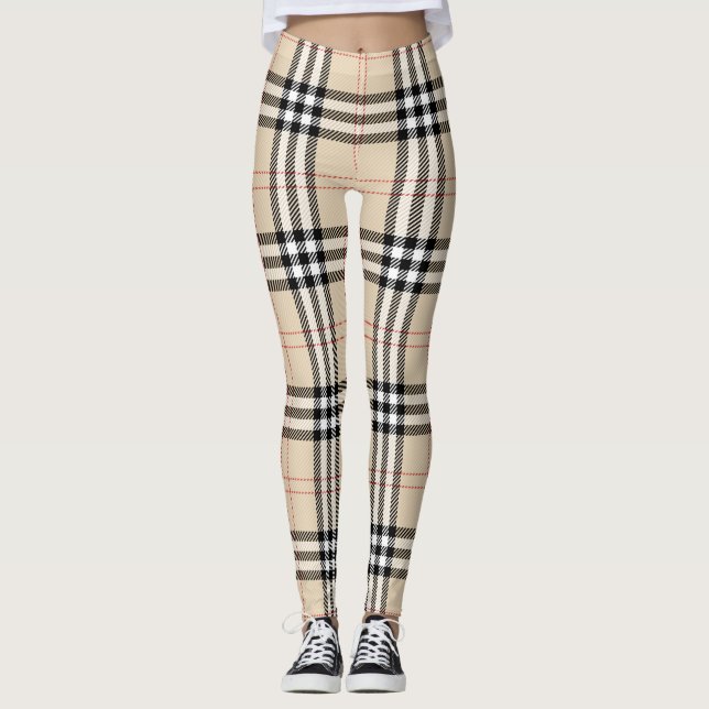 Leggings Bonito Beige Plaid Tartán (Anverso)
