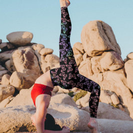 Leggings Bonito Cute Girly Black Butfly Pattern Summer