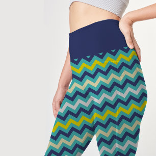 Leggings Bonito del patrón de patrón de cherón amarillo ver