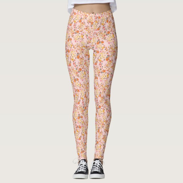 Leggings Bonito Ditsy Floral Pattern Naranja acuarela (Anverso)