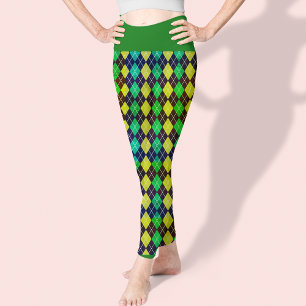 Leggings Bonito elegante del patrón amarillo azul verde arg