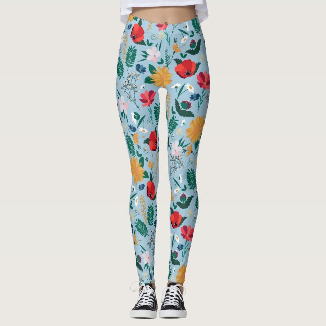 Leggings Bonito Flores salvajes Azul botánico (Anverso)