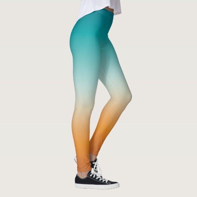 Leggings Bonito Ombre Naranja soleado y degradado azul Verd (Derecha)