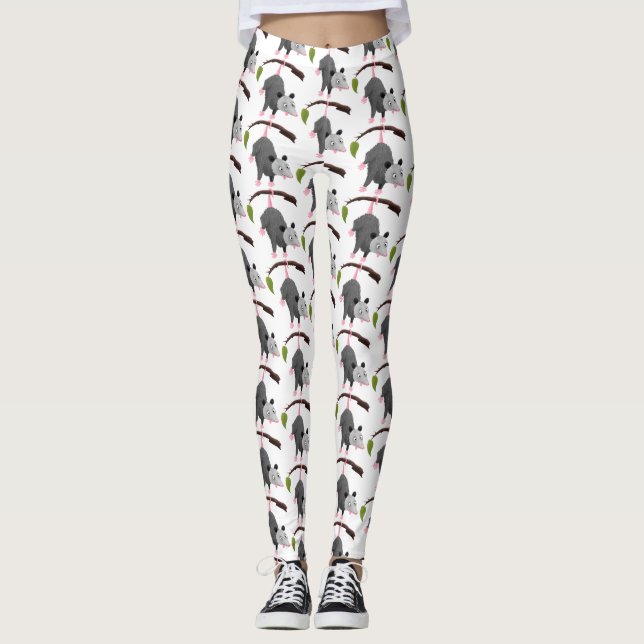 Leggings Bonito opossum colgando de un personalizado de suc (Anverso)