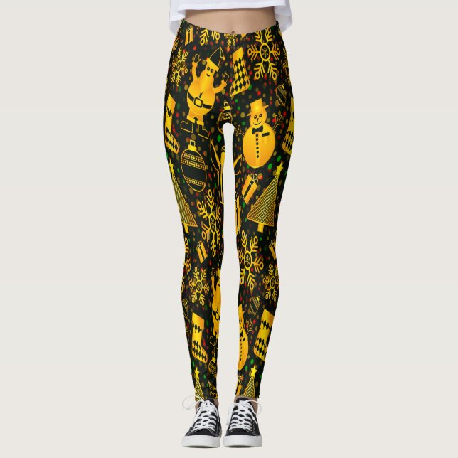 Leggings Bonito papel tapiz para Navidades de impresión tod (Anverso)