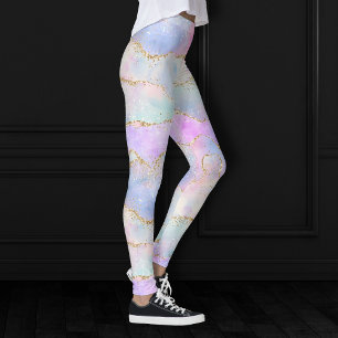 Leggings Bonito Pastel Agate Vena acuarela Purpurina de o