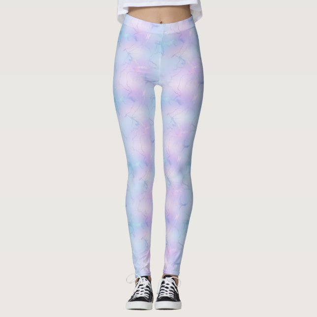 Leggings Bonito Pastel Mármol Lavanda cielo rosa azul (Anverso)