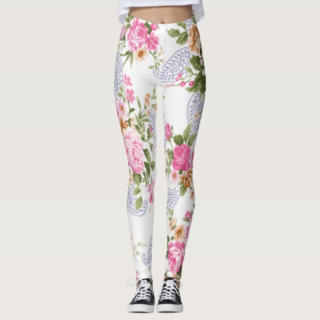 Leggings BONITO Patrón rosa floral (Anverso)