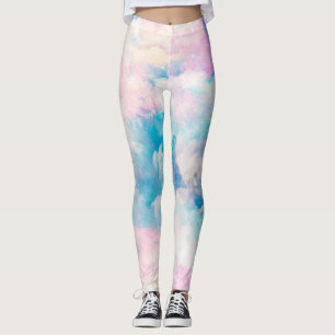 Leggings Bonito Rainbow Pastel Clouds Diseño estético