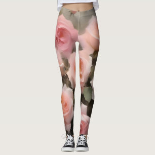 Leggings Bonito rosa rosa pintura acuarela