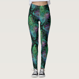Leggings Bonito Verde azulado Paisley Motif