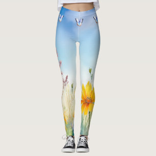 Leggings Bonito Watercolor Mariposa Jardín Mariposas