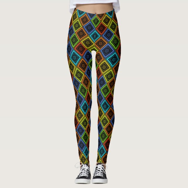 Leggings Bonitos diamantes arcoiris Bonito yoga Chi (Anverso)
